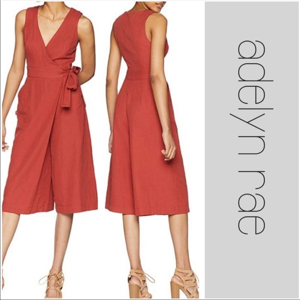 Anthropologie | Wrap Front Culotte Jumpsuit Red